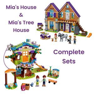 Lego Friends 41335 & 41369 Mia's House & Tree House 100% Complete W/ Minifigures